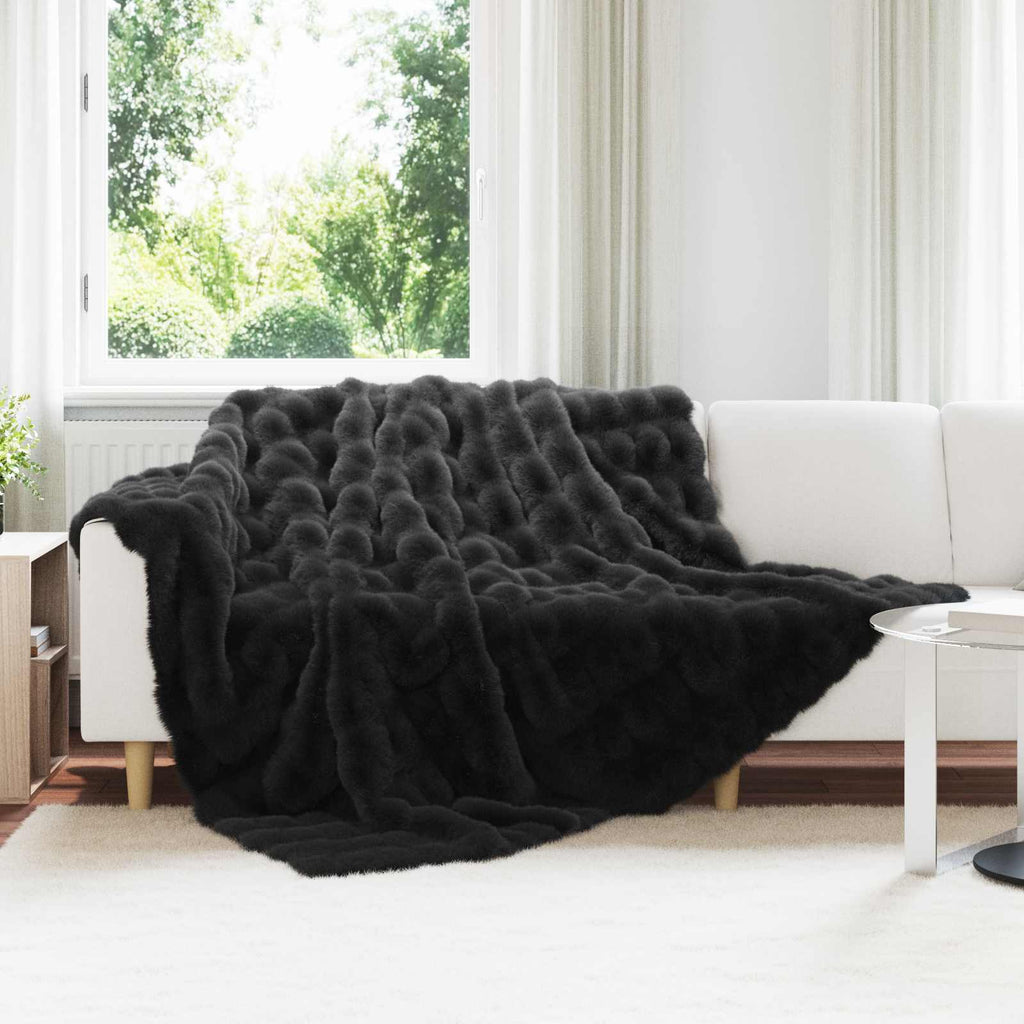 Coperta antiscivolo in sintetica di coniglio Olite Nero