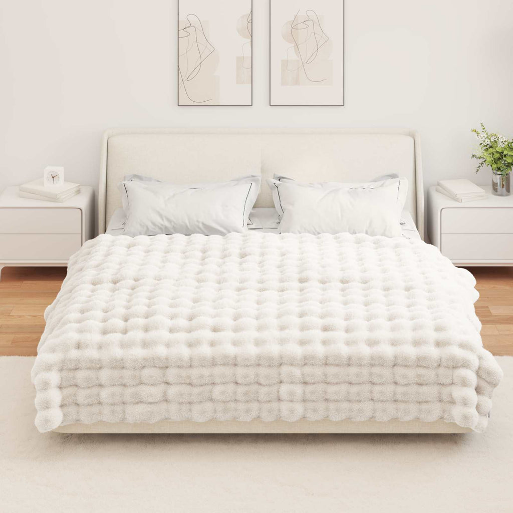 Coperta antiscivolo in sintetica di coniglio Olite Bianco