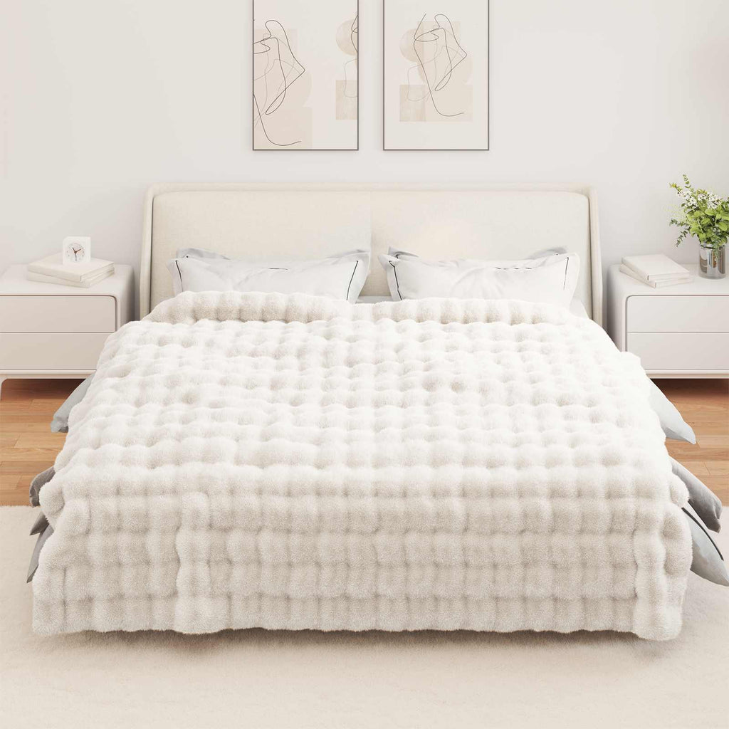 Coperta antiscivolo in sintetica di coniglio Olite Bianco