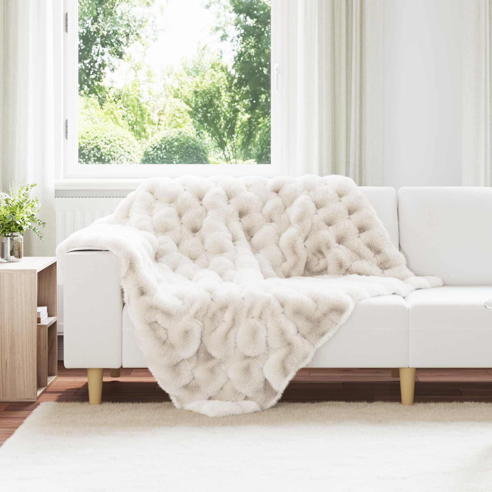 Coperta antiscivolo in sintetica di coniglio Olite 4 pcs Bianco