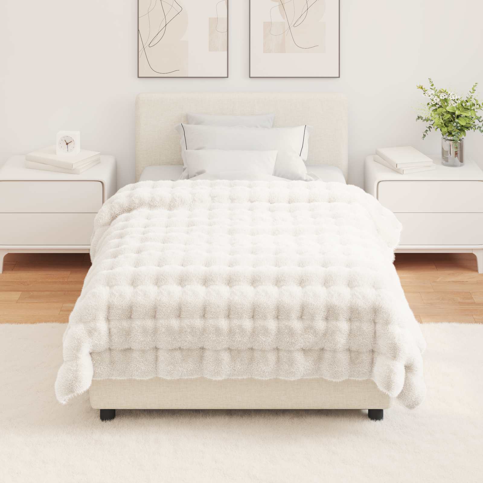 Coperta antiscivolo in sintetica di coniglio Olite 4 pcs Bianco