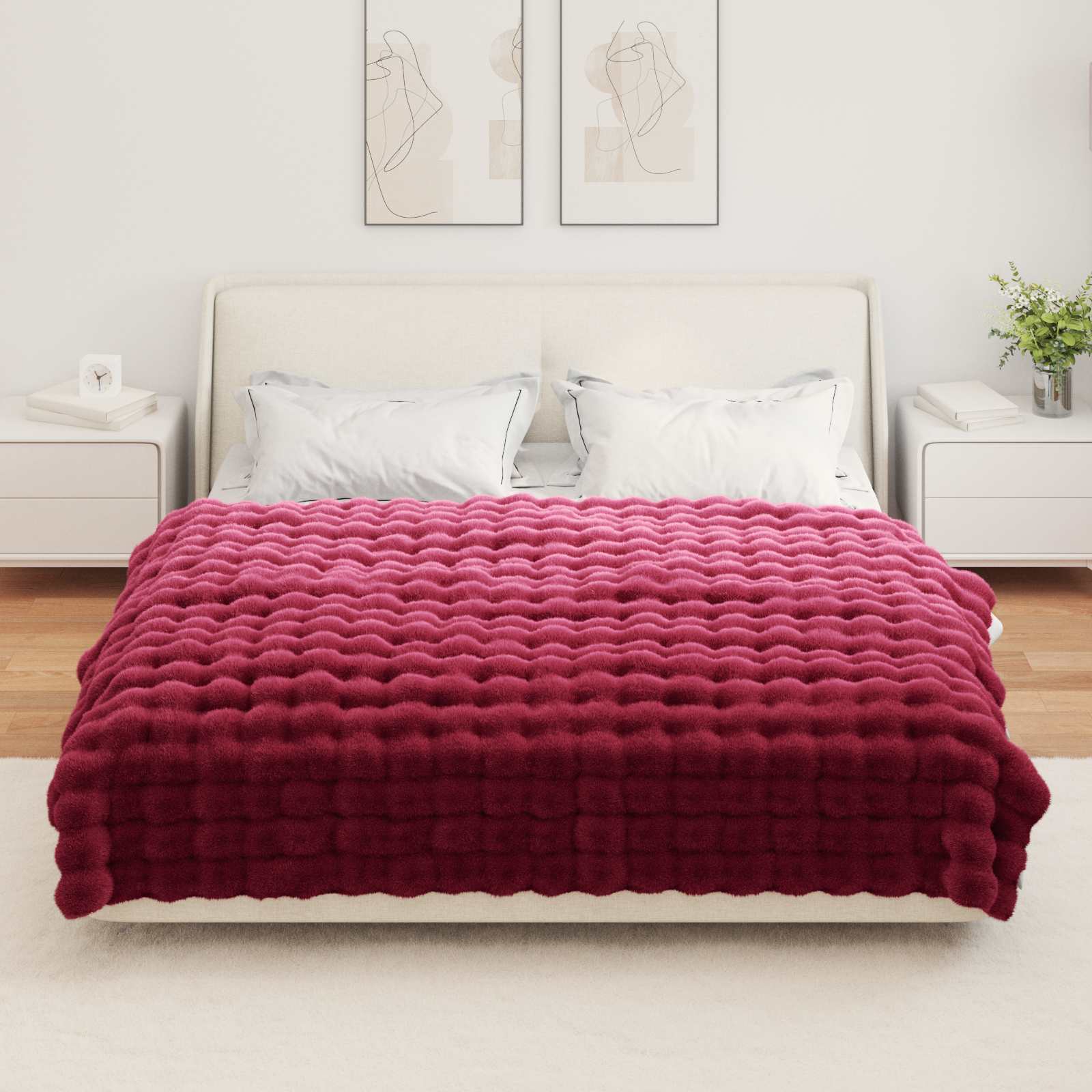 Coperta antiscivolo in sintetica di coniglio Olite 150 x 220 cm