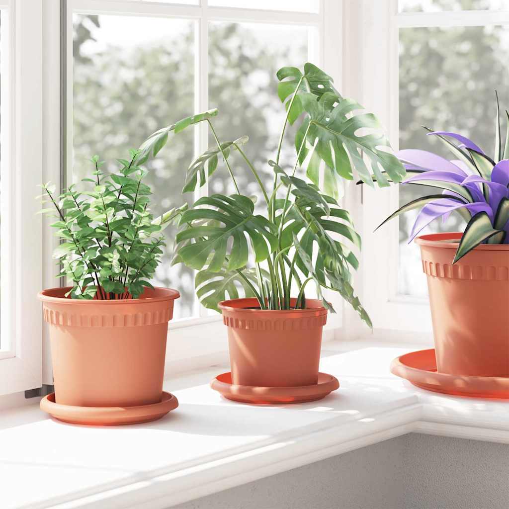 Vaso Rotondo per Fiori 6 pcs Rosso Mattone Ø 12,5 x 10 cm