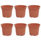 Vaso Rotondo per Fiori 6 pcs Rosso Mattone Ø 12,5 x 10 cm