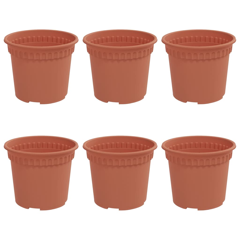 Vaso Rotondo per Fiori 6 pcs Rosso Mattone Ø 12,5 x 10 cm