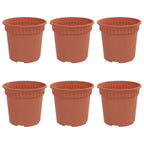 Vaso Rotondo per Fiori 6 pcs Rosso Mattone Ø 15 x 12 cm