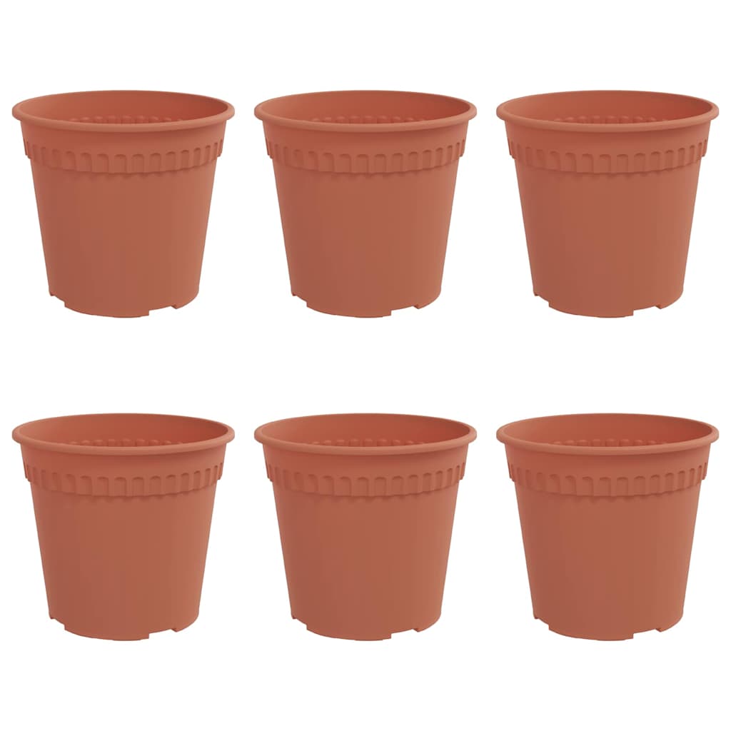 Vaso Rotondo per Fiori 6 pcs Rosso Mattone Ø 17 x 14 cm