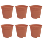 Vaso Rotondo per Fiori 6 pcs Rosso Mattone Ø 19 x 16 cm