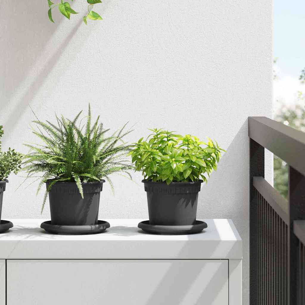 Vaso Rotondo per Fiori 6 pcs Nero Ø 12,5 x 10 cm Plastica