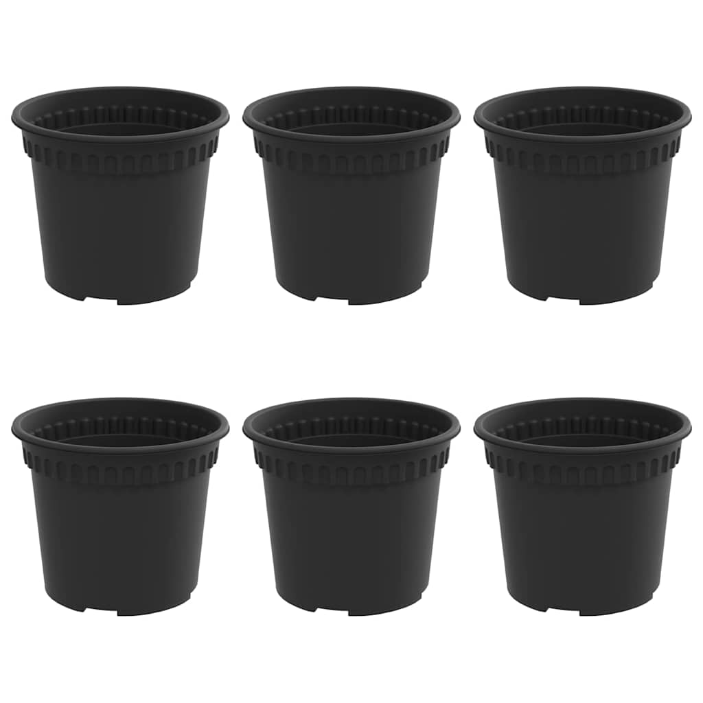 Vaso Rotondo per Fiori 6 pcs Nero Ø 12,5 x 10 cm Plastica