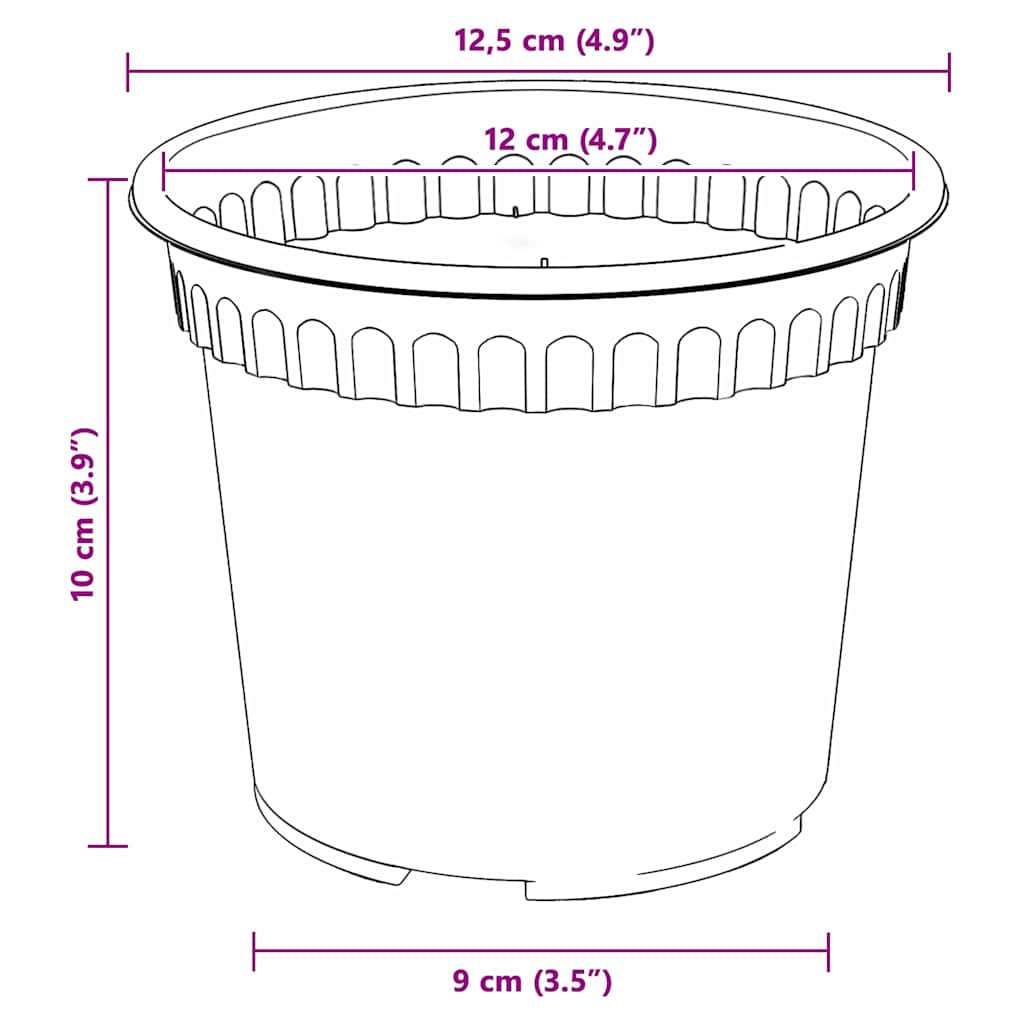 Vaso Rotondo per Fiori 6 pcs Nero Ø 12,5 x 10 cm Plastica