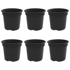Vaso Rotondo per Fiori 6 pcs Nero Ø 15 x 12 cm Plastica