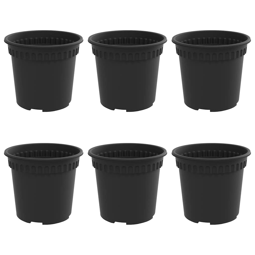Vaso Rotondo per Fiori 6 pcs Nero Ø 15 x 12 cm Plastica