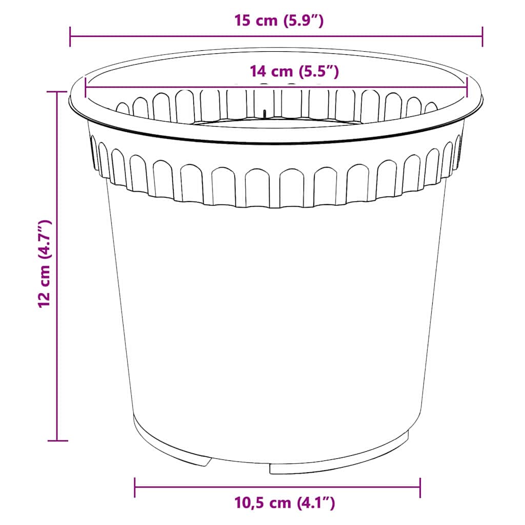 Vaso Rotondo per Fiori 6 pcs Nero Ø 15 x 12 cm Plastica