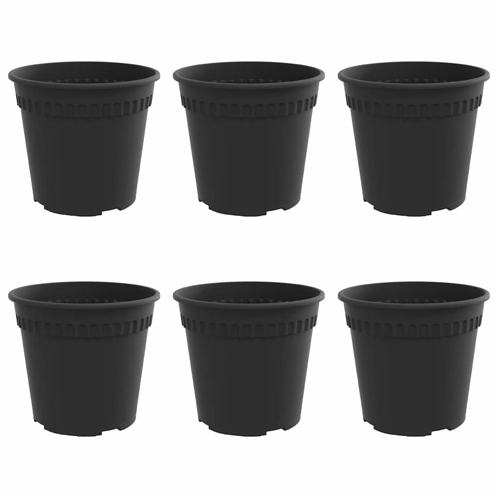 Vaso Rotondo per Fiori 6 pcs Nero Ø 19 x 16 cm Plastica