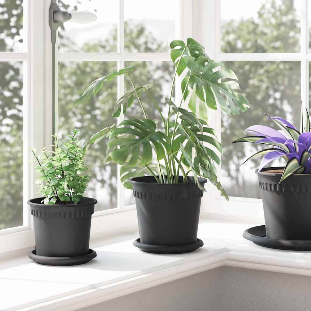 Vaso Rotondo per Fiori 24 pcs Nero Ø 17 x 14 cm Plastica
