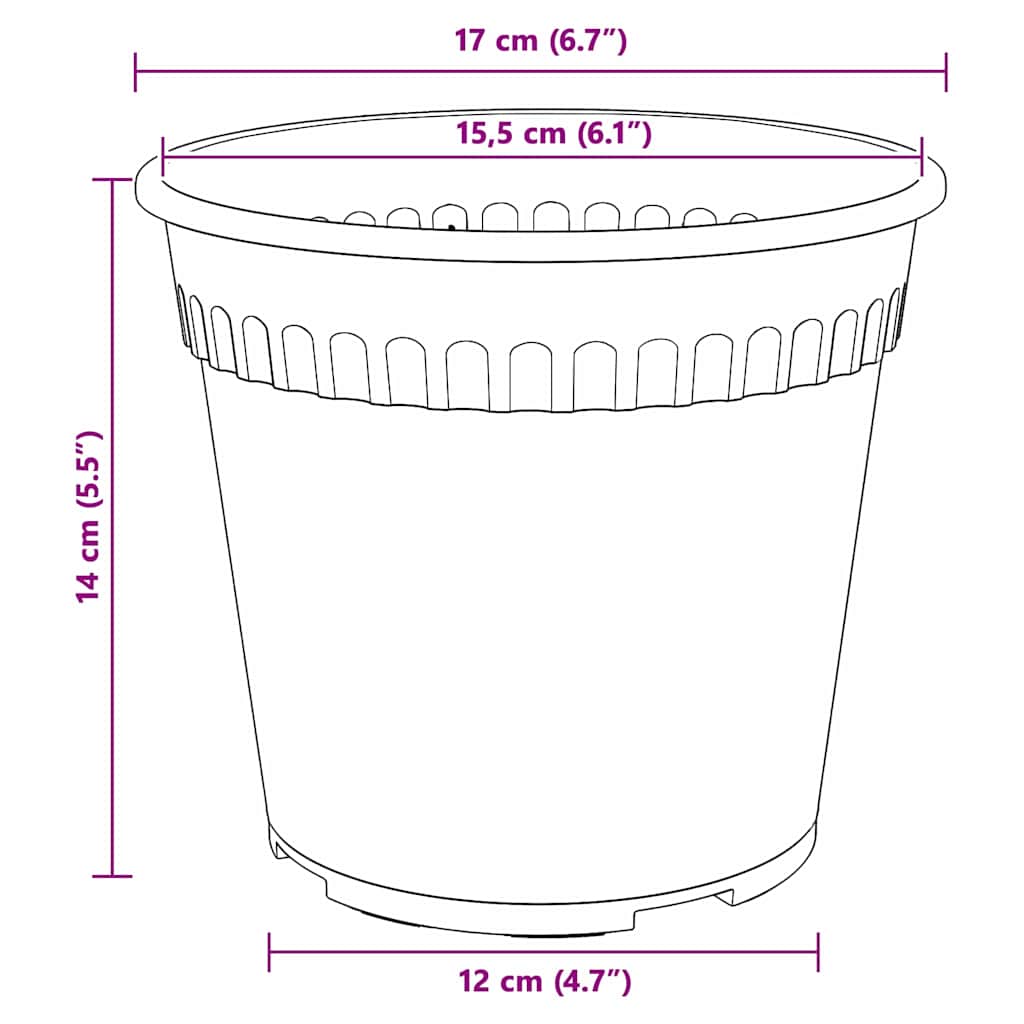 Vaso Rotondo per Fiori 24 pcs Nero Ø 17 x 14 cm Plastica