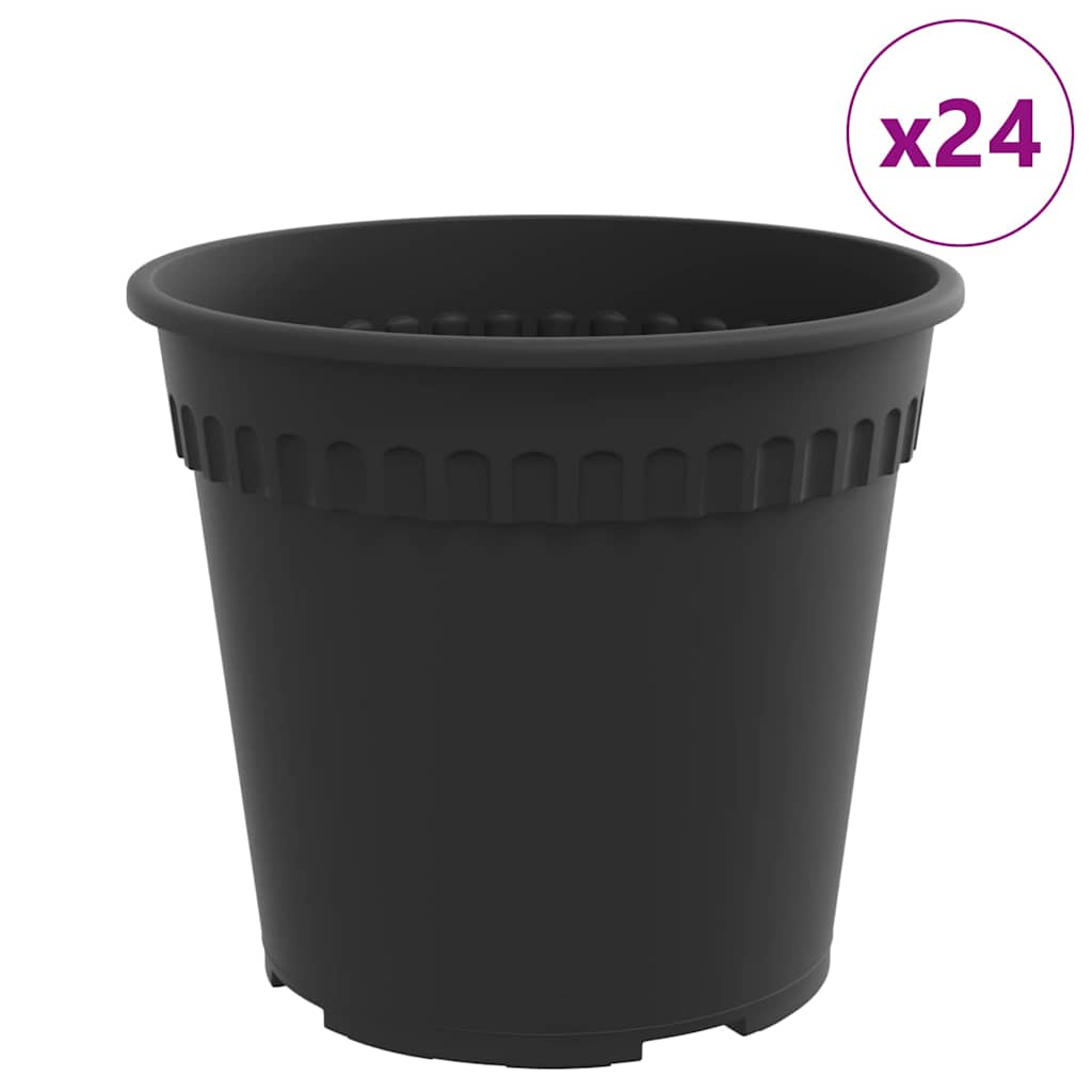 Vaso Rotondo per Fiori 24 pcs Nero Ø 19 x 16 cm Plastica