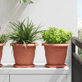 Vaso Rotondo per Fiori 6 pcs Rosso Mattone Ø 22 x 18 cm