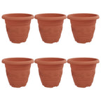 Vaso Rotondo per Fiori 6 pcs Rosso Mattone Ø 22 x 18 cm