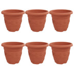 Vaso Rotondo per Fiori 6 pcs Rosso Mattone Ø 26 x 21.5 cm
