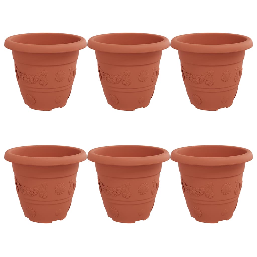 Vaso Rotondo per Fiori 6 pcs Rosso Mattone Ø 26 x 21.5 cm
