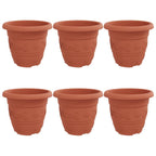 Vaso Rotondo per Fiori 6 pcs Rosso Mattone Ø 30 x 25 cm