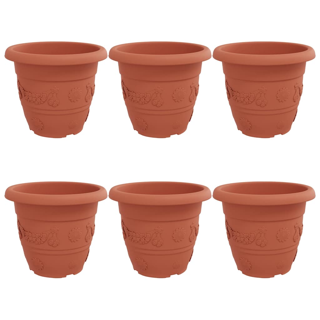 Vaso Rotondo per Fiori 6 pcs Rosso Mattone Ø 34 x 28 cm