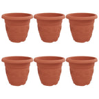 Vaso Rotondo per Fiori 6 pcs Rosso Mattone Ø 34 x 28 cm