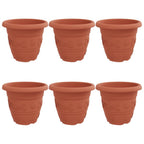 Vaso Rotondo per Fiori 6 pcs Rosso Mattone Ø 39 x 32 cm