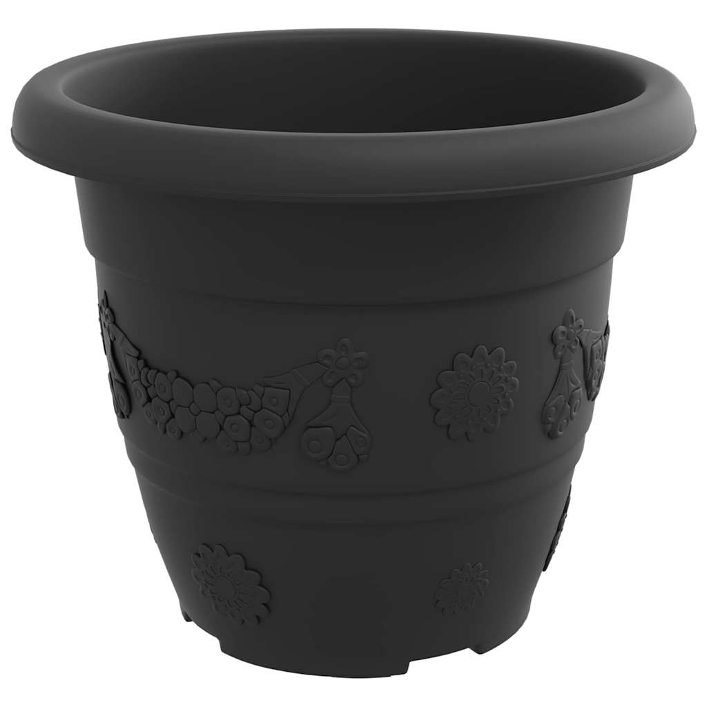 Vaso Rotondo per Fiori 6 pcs Nero Ø 22 x 18 cm Plastica
