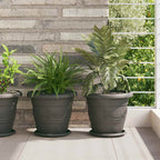 Vaso Rotondo per Fiori 6 pcs Nero Ø 26 x 21.5 cm Plastica