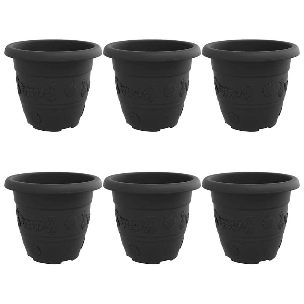 Vaso Rotondo per Fiori 6 pcs Nero Ø 30 x 25 cm Plastica