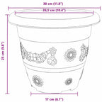 Vaso Rotondo per Fiori 6 pcs Nero Ø 30 x 25 cm Plastica