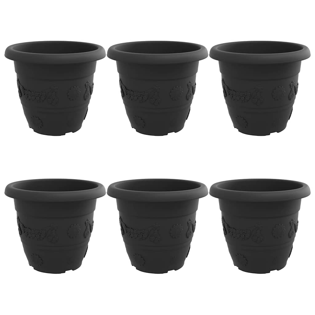 Vaso Rotondo per Fiori 6 pcs Nero Ø 34 x 28 cm Plastica