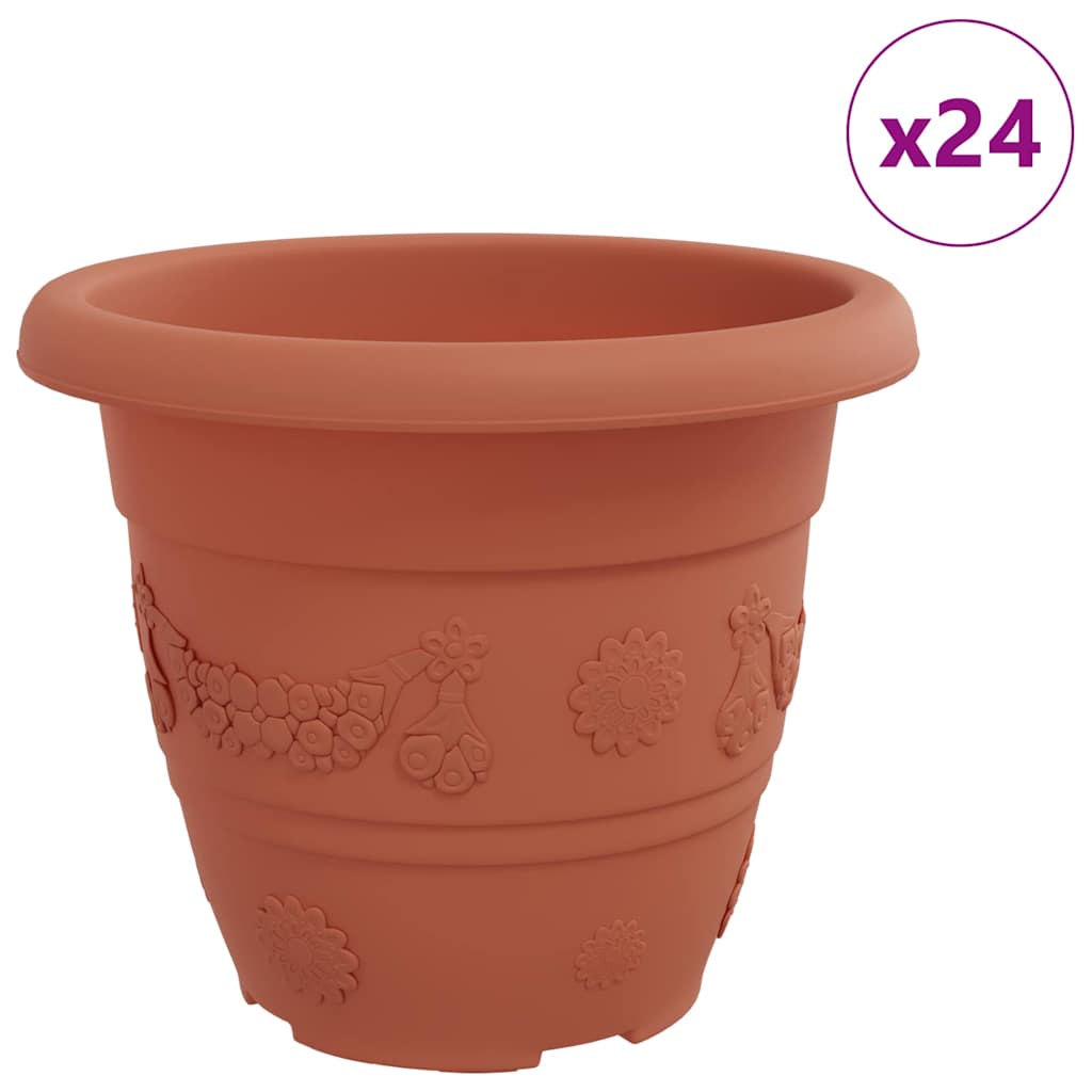 Vaso Rotondo per Fiori 24 pcs Rosso Mattone Ø 22 x 18 cm