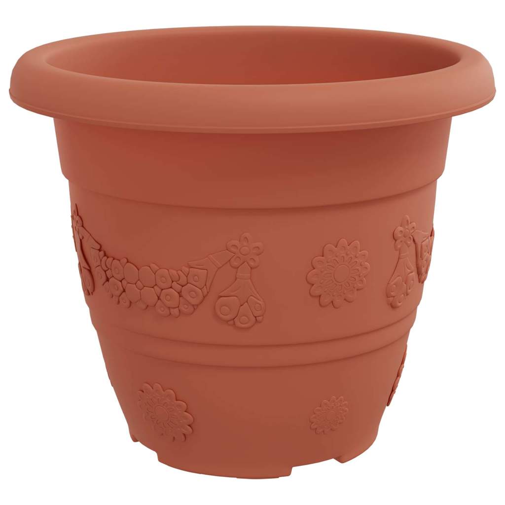 Vaso Rotondo per Fiori 24 pcs Rosso Mattone Ø 22 x 18 cm