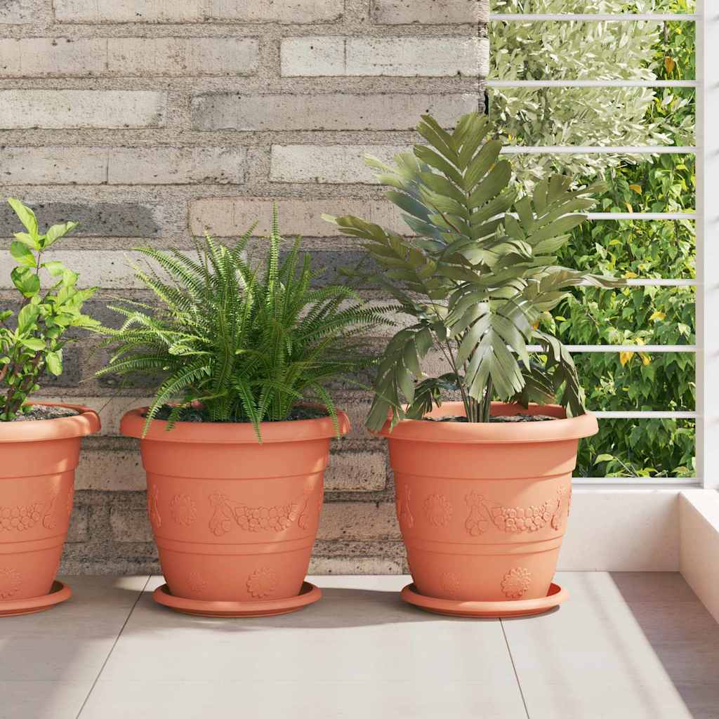 Vaso Rotondo per Fiori 24 pcs Rosso Mattone Ø 26 x 21.5 cm