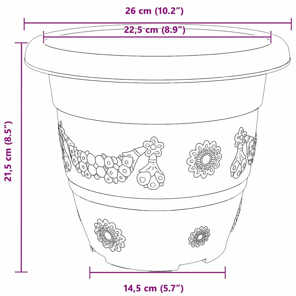 Vaso Rotondo per Fiori 24 pcs Rosso Mattone Ø 26 x 21.5 cm