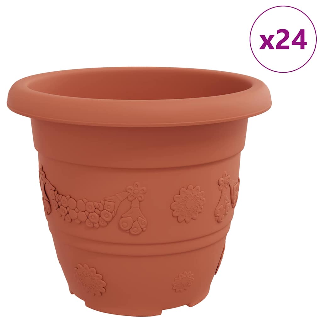 Vaso Rotondo per Fiori 24 pcs Rosso Mattone Ø 30 x 25 cm