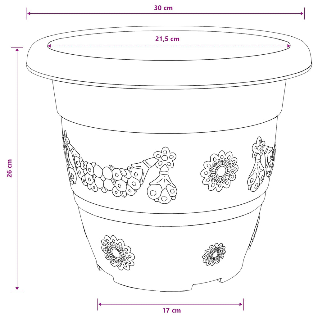 Vaso Rotondo per Fiori 24 pcs Rosso Mattone Ø 30 x 25 cm