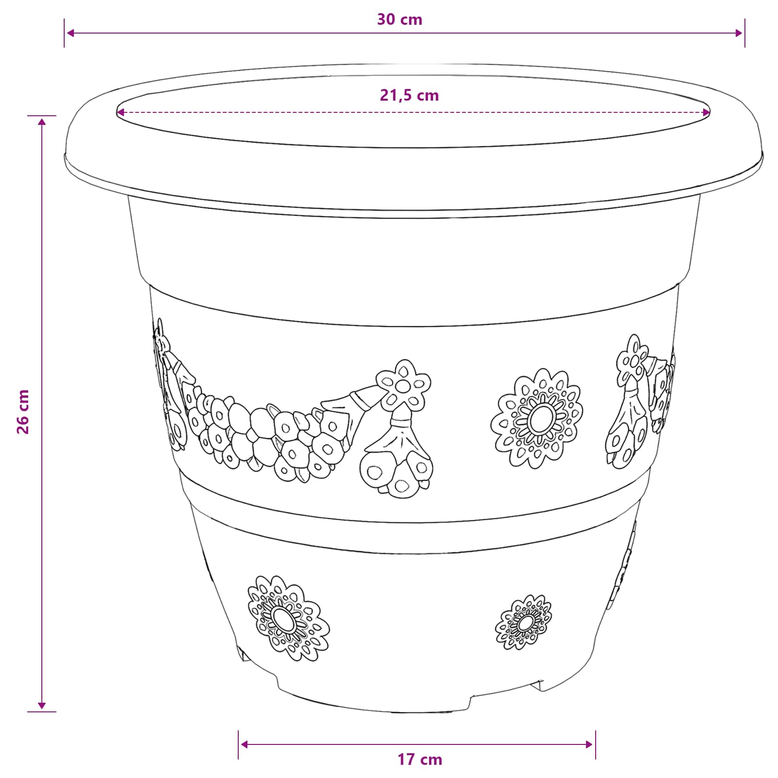 Vaso Rotondo per Fiori 24 pcs Rosso Mattone Ø 30 x 25 cm