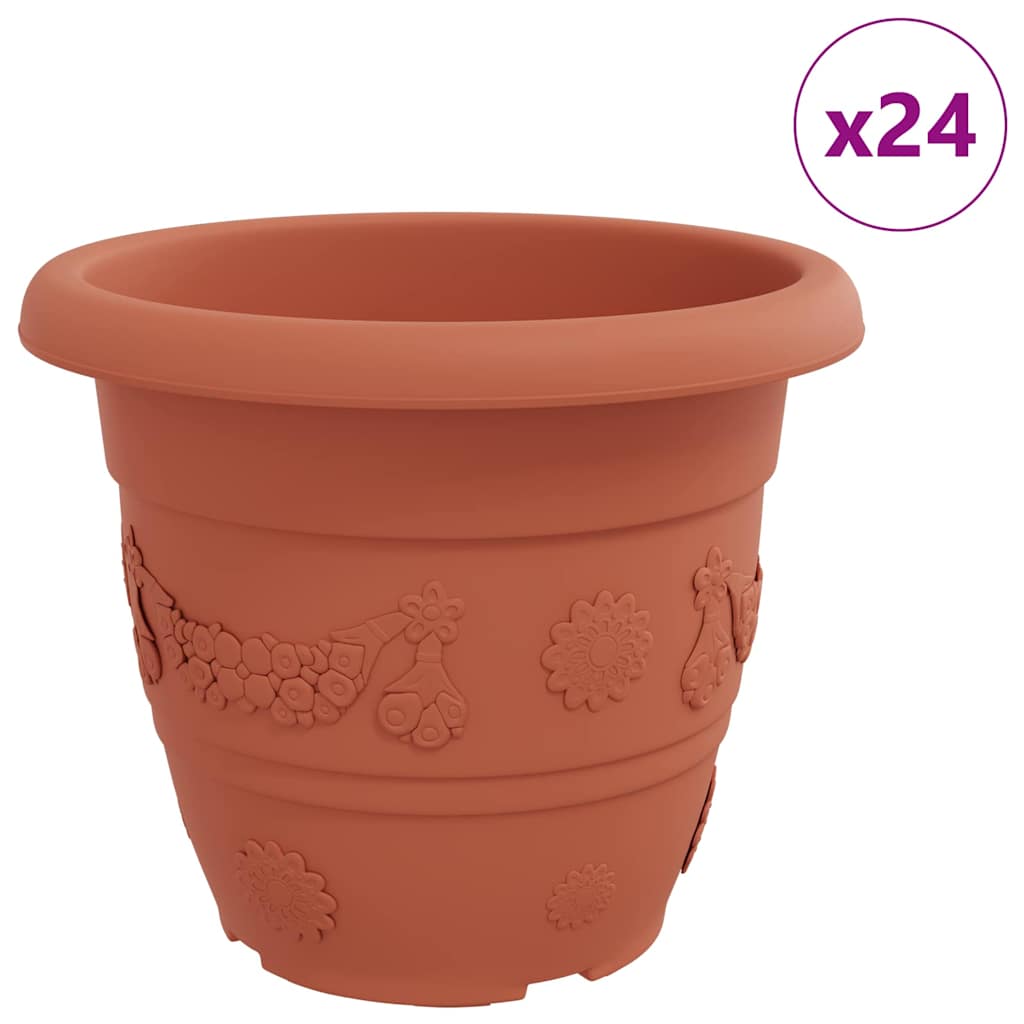 Vaso Rotondo per Fiori 24 pcs Rosso Mattone Ø 34 x 28 cm