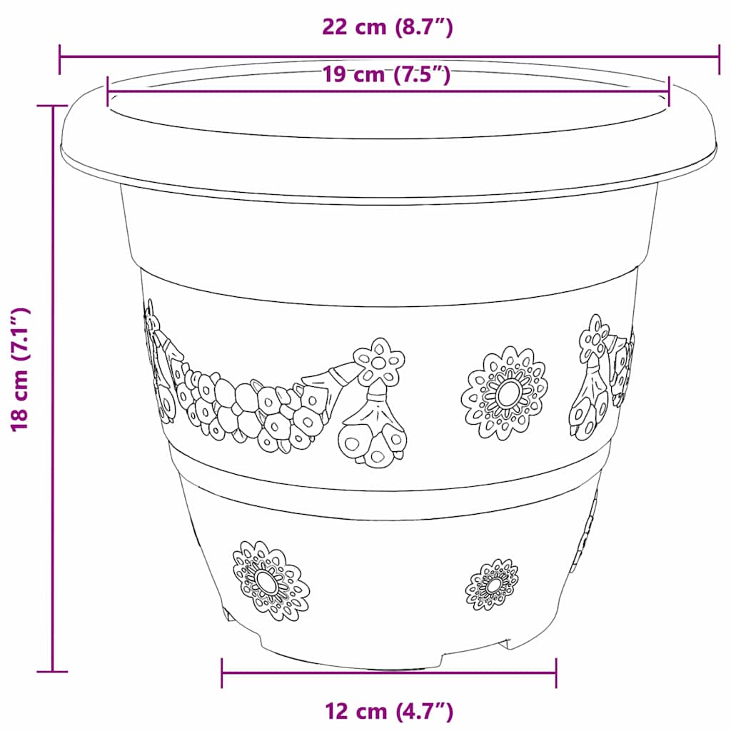 Vaso Rotondo per Fiori 24 pcs Nero Ø 22 x 18 cm Plastica