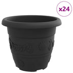 Vaso Rotondo per Fiori 24 pcs Nero Ø 30 x 25 cm Plastica