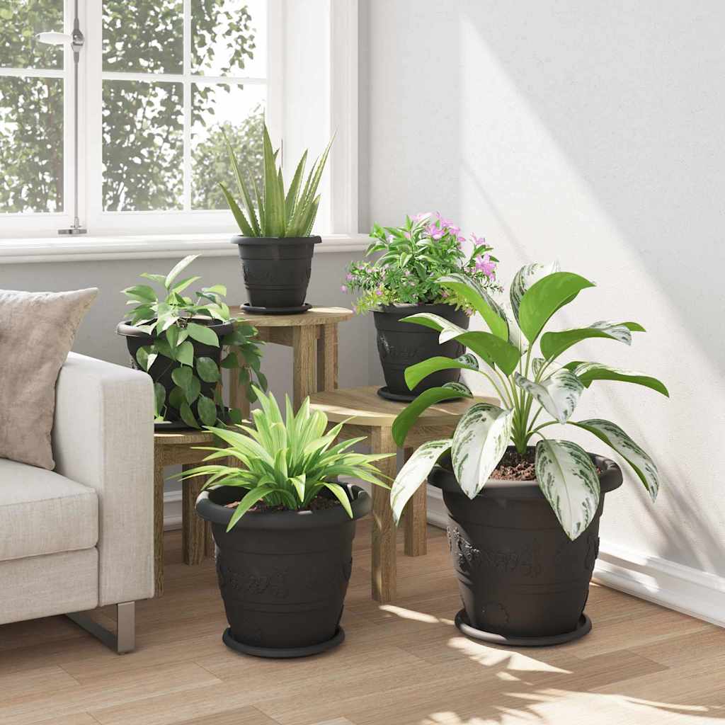 Vaso Rotondo per Fiori 24 pcs Nero Ø 34 x 28 cm Plastica