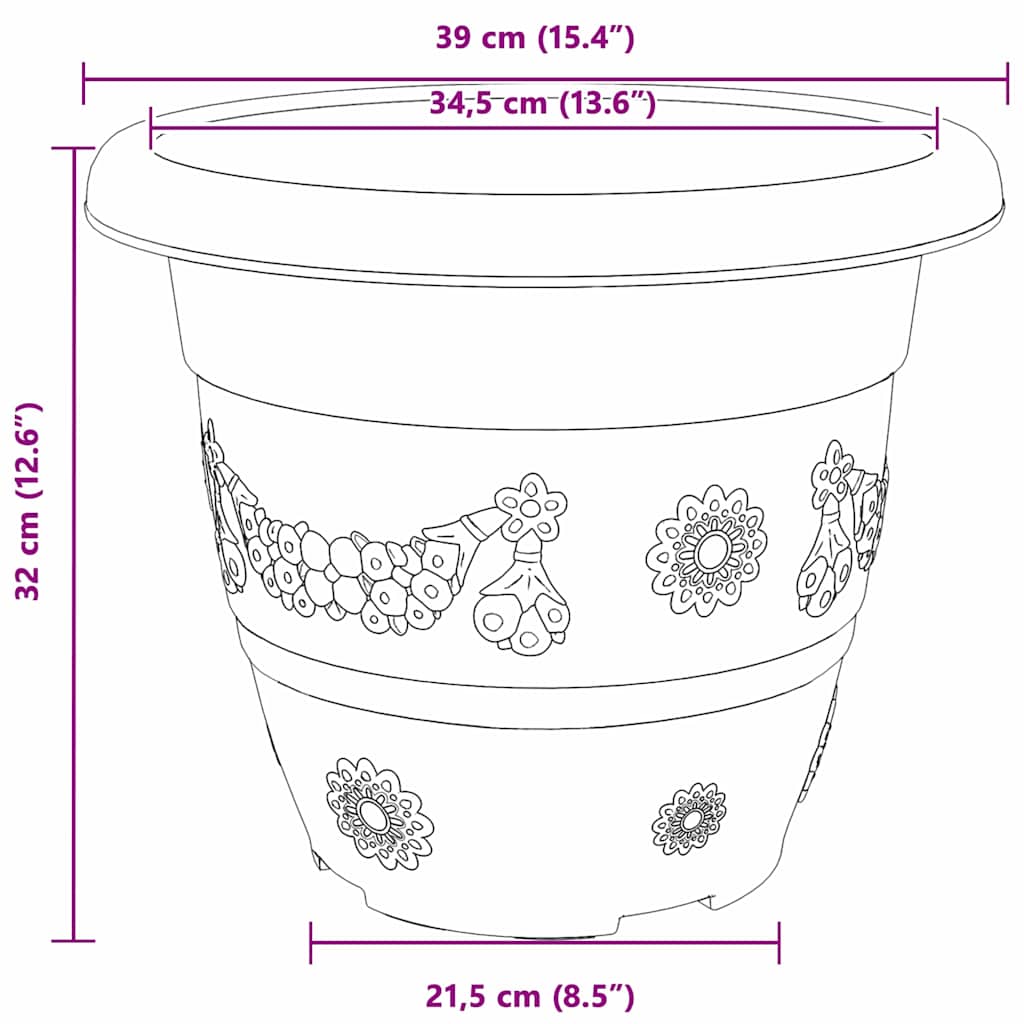 Vaso Rotondo per Fiori 24 pcs Nero Ø 39 x 32 cm Plastica