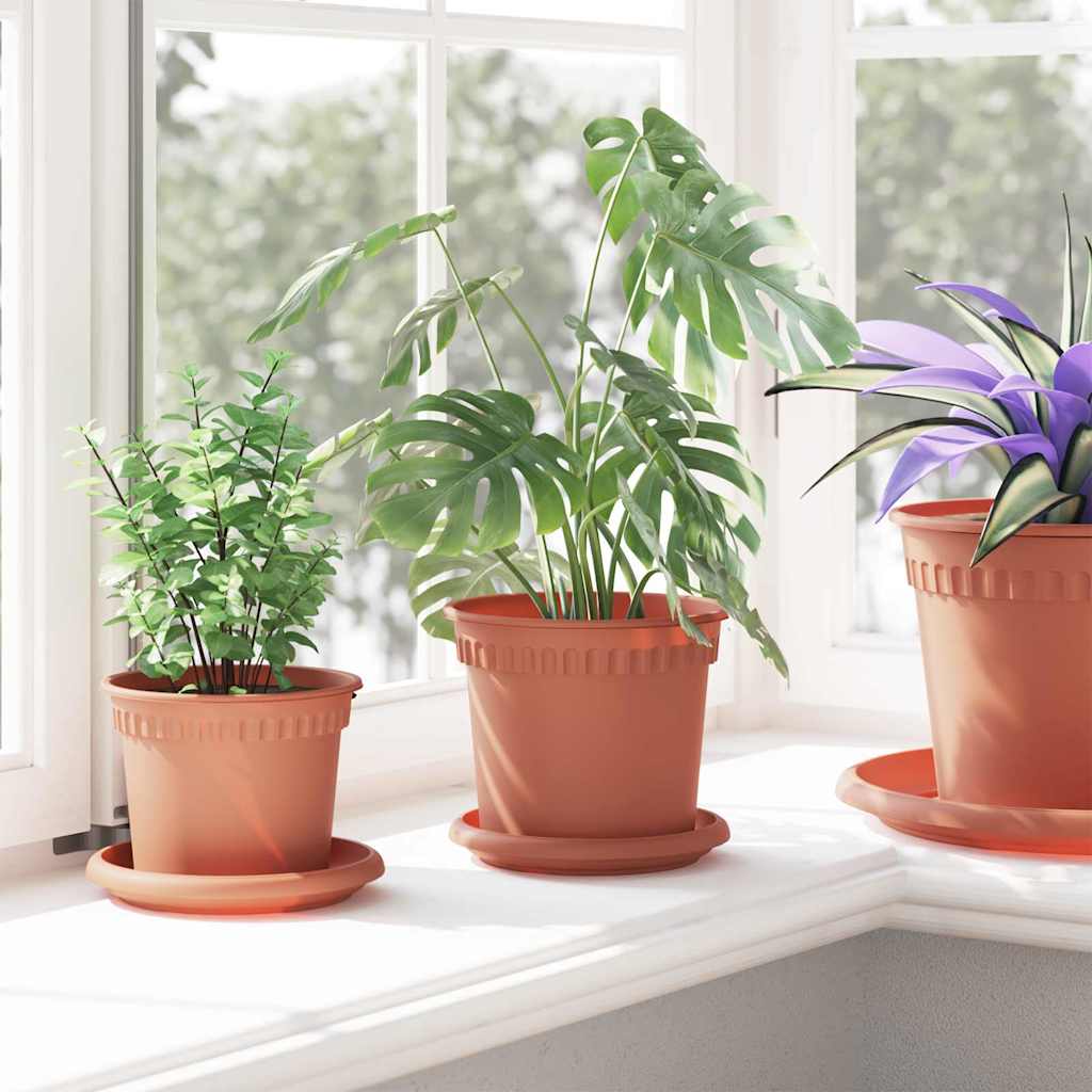 Vassoio Rotondo per Fiori 6 pcs Rosso Mattone Ø 14 x 2 cm