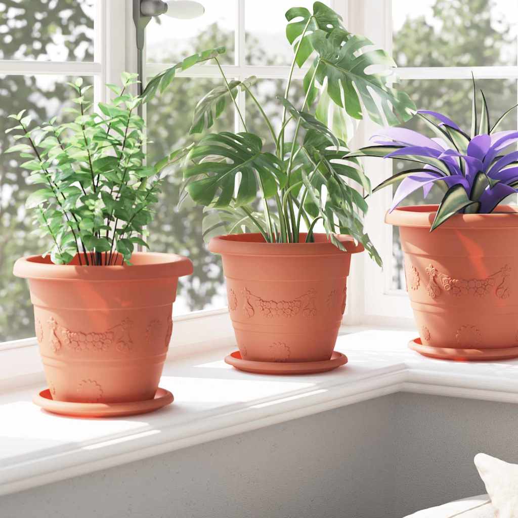 Vassoio Rotondo per Fiori 6 pcs Rosso Mattone Ø 17,5 x 2 cm