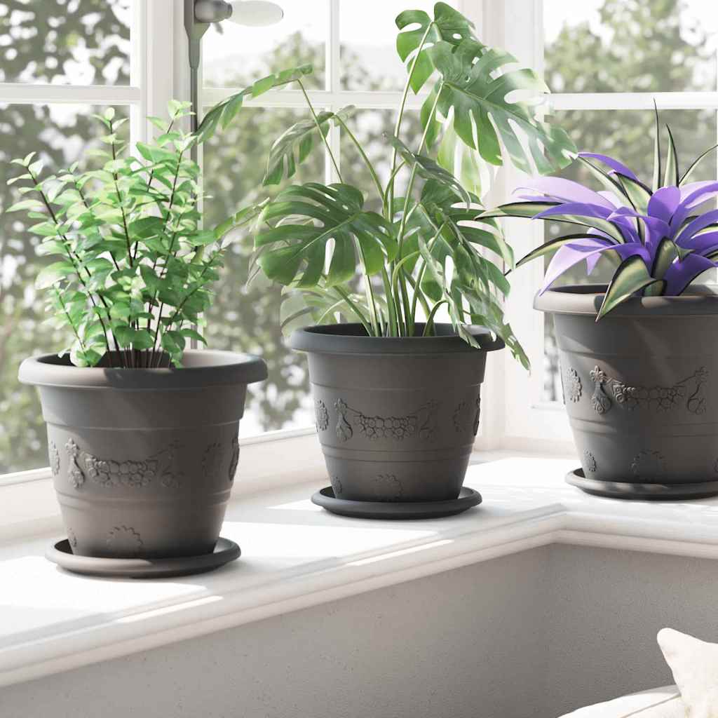 Vassoio Rotondo per Fiori 6 pcs Nero Ø 17,5 x 2 cm Plastica